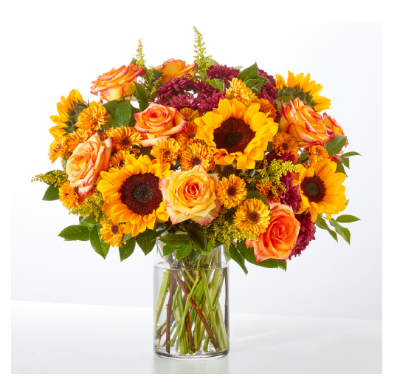 Fall Favorites Bouquet – Roses & Sunflowers