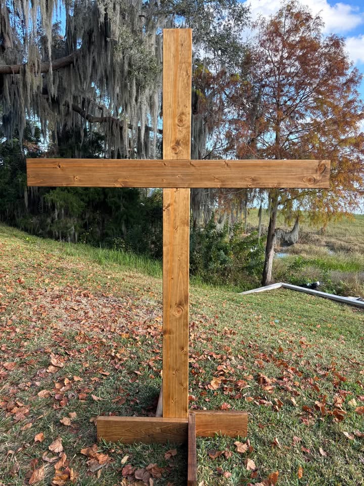 Wooden cross rental 7.5 inches wide by 5 feet tall for ceremonies 