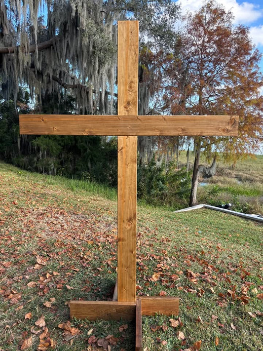 Wooden cross rental 7.5 inches wide by 5 feet tall for ceremonies 