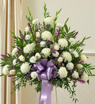 Lavender and White Sympathy Standing Basket