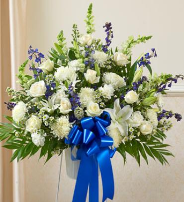 Blue and White Sympathy Standing Basket